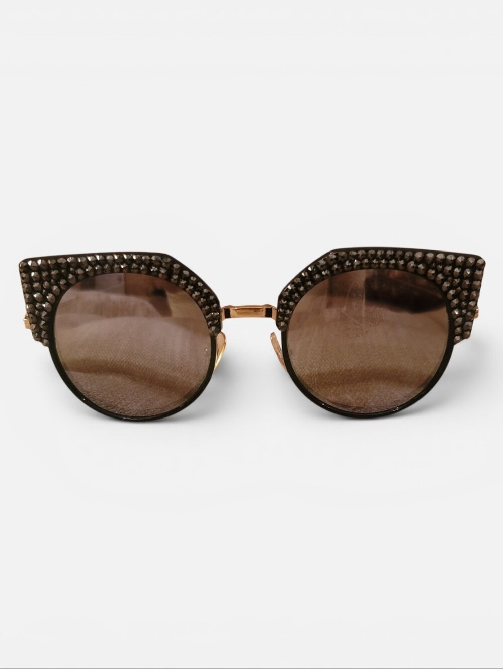 Genuine Hematite Accent Cat-Eye Sunglasses with mirrored lens- Women Accessories